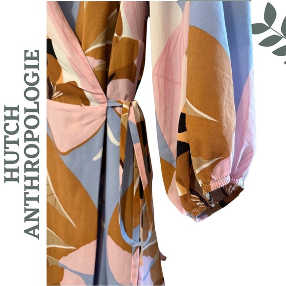 HUTCH for Anthropologie Open-Back Wrap Maxi Dress High Low Pink Blue – Size 2X - Picture 8 of 13